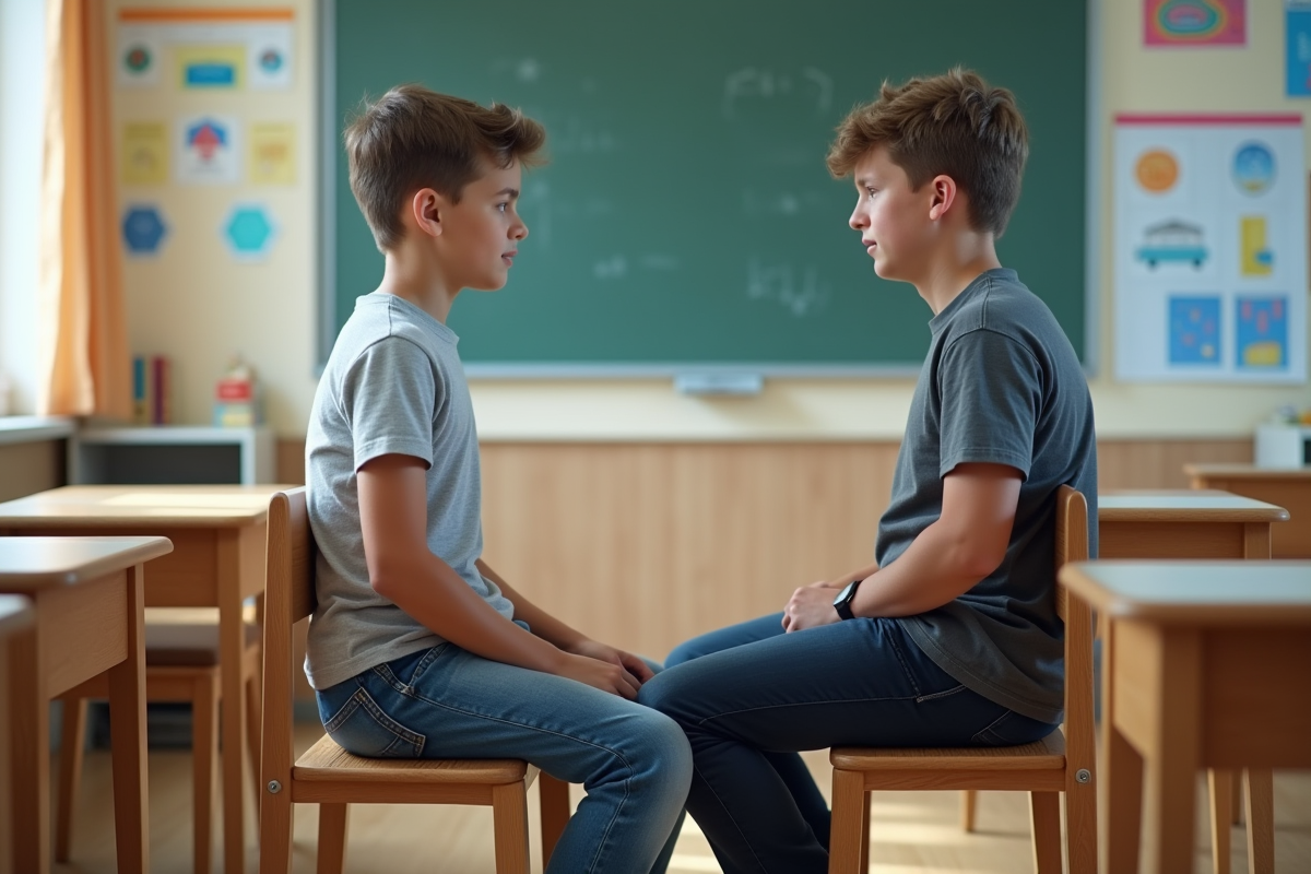 Adolescent en classe suivant une correction de posture