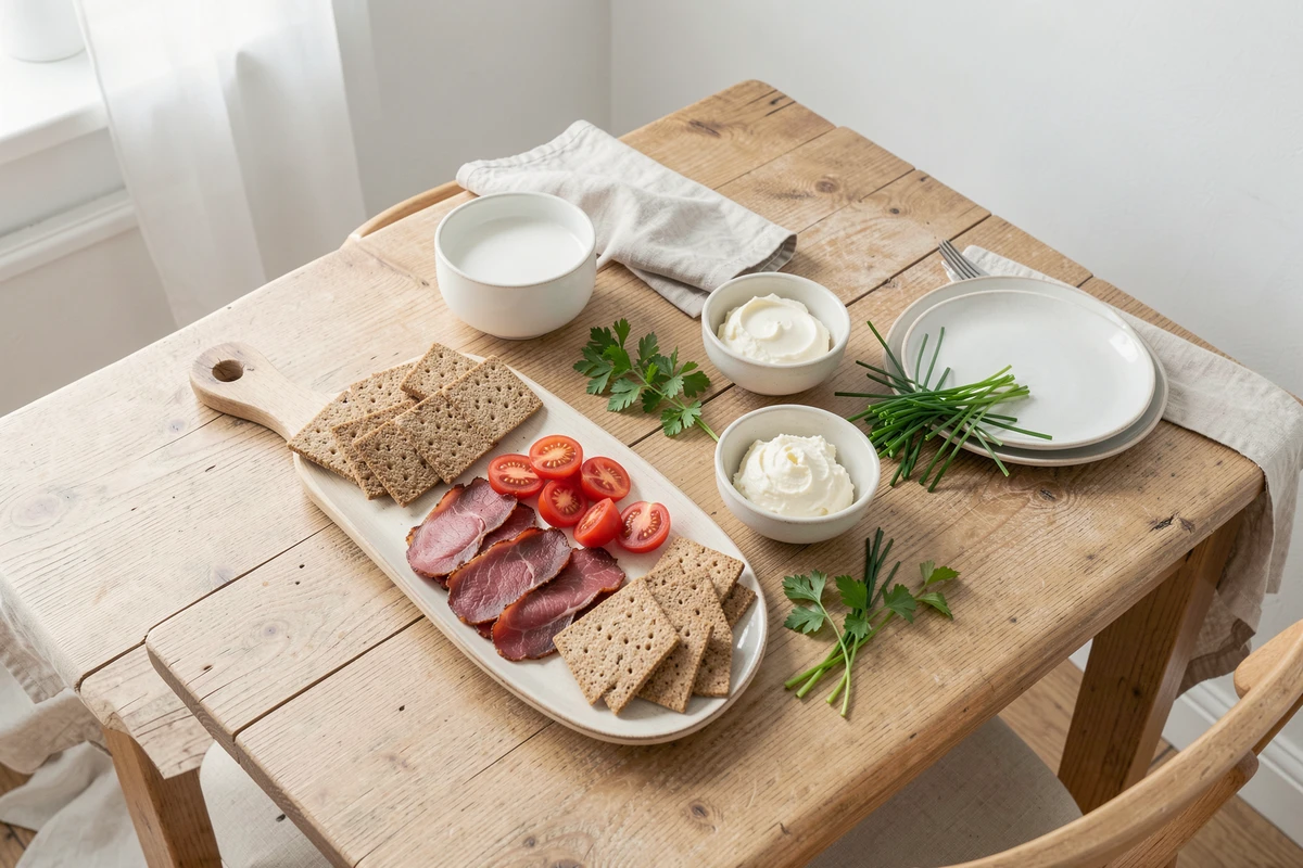 Assiette équilibrée de viande des grisons avec accompagnements sains pour femme enceinte