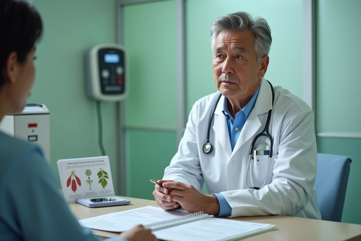 Médecin urgentiste consultant un patient pour une intoxication suspectée à la coloquinte aux urgences