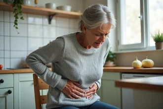 Femme souffrant de douleurs abdominales après ingestion accidentelle de coloquinte toxique dans sa cuisine