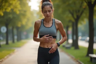 Jeune femme en course avec douleur au côté