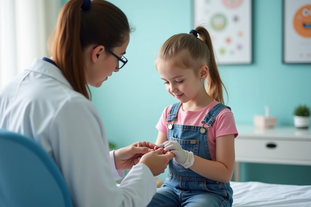 Fille en consultation chez le medecin dans une clinique