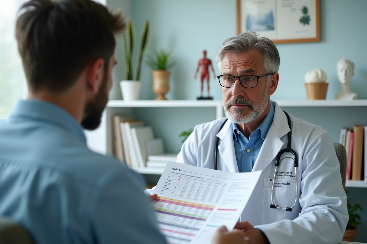 Medecin en blouse blanche explique un diagramme hormonal