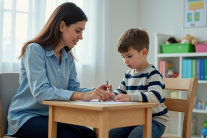 Neurologiste pour enfants avec un garçon en consultation